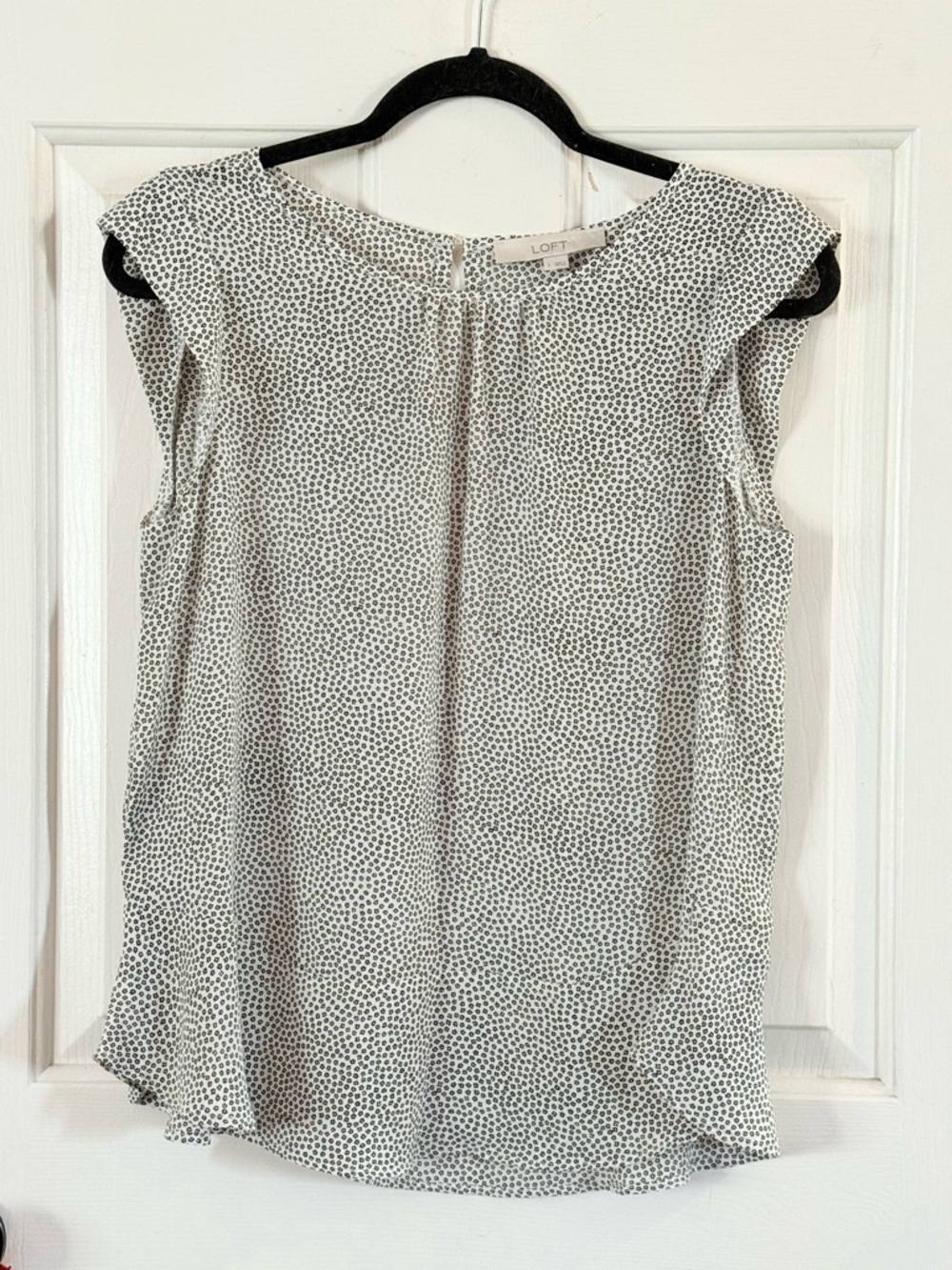 * LOFT White with Black and Yellow Geometric Dot Sleeveless Top